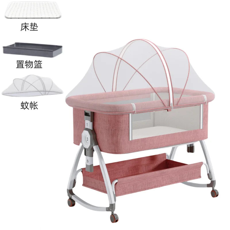 Modern cheaps Newborn cot portable infant bedside sleeper foldable playpen black gray baby bed crib bassinet for 0-3 years baby