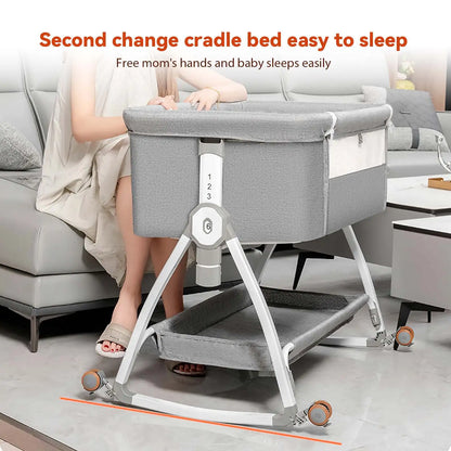 Foldable Baby Crib Baby Rocking Bed Movable Portable Fence Baby Cradle Bed Height Adjustable Splicing Large Bed Baby Crib Bed