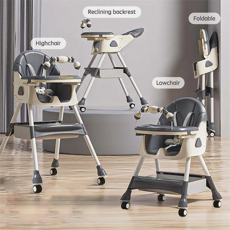 Upgrade Liggend Baby Eetstoel Multi-Functionele Opvouwbare Kindereetstoel 6 Maanden ~ 6 Jaar Oude Babyvoederstoel Met Wielen