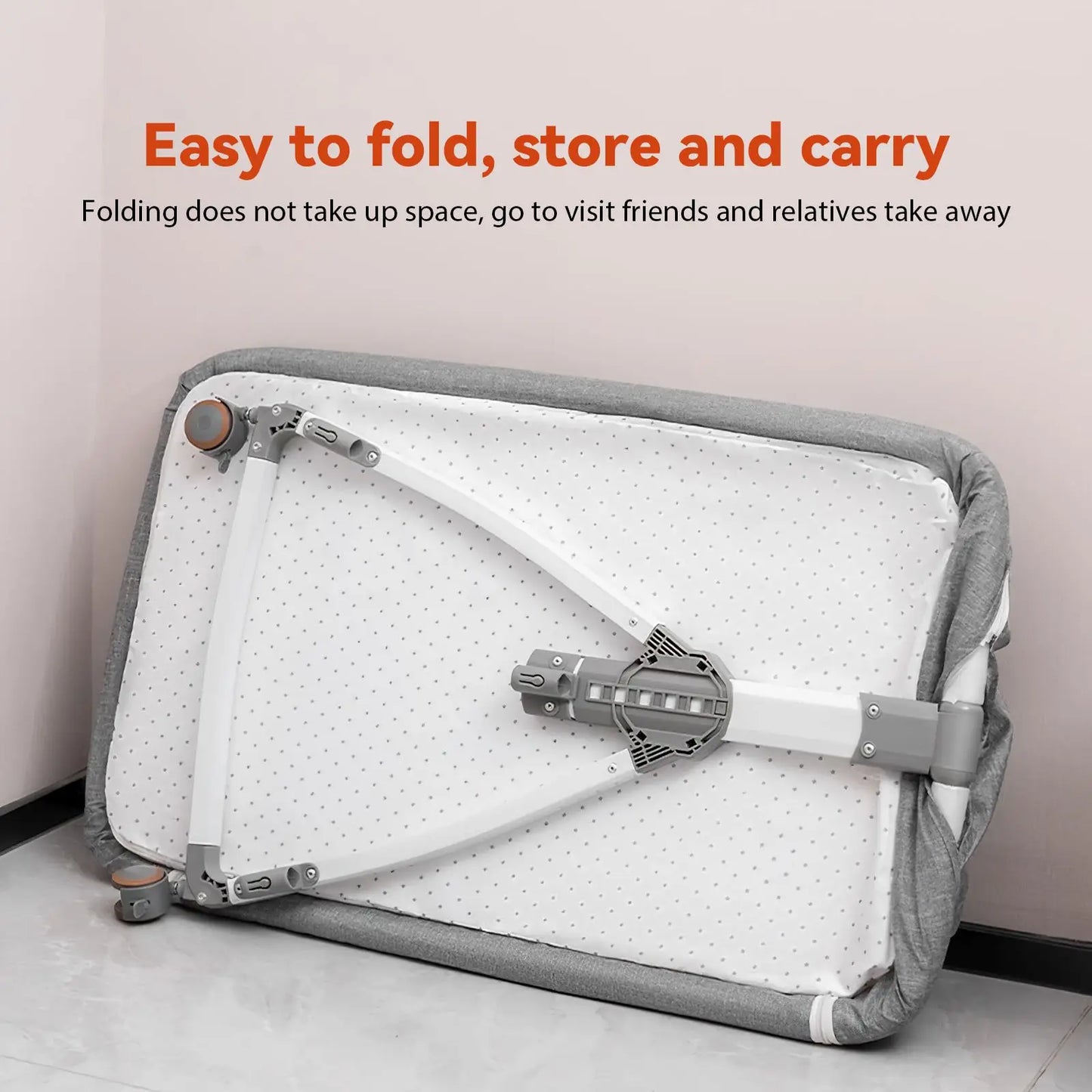 Foldable Baby Crib Baby Rocking Bed Movable Portable Fence Baby Cradle Bed Height Adjustable Splicing Large Bed Baby Crib Bed