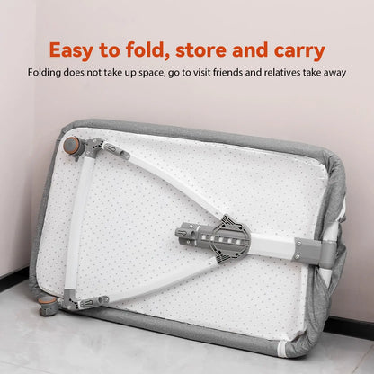 Foldable Baby Crib Baby Rocking Bed Movable Portable Fence Baby Cradle Bed Height Adjustable Splicing Large Bed Baby Crib Bed