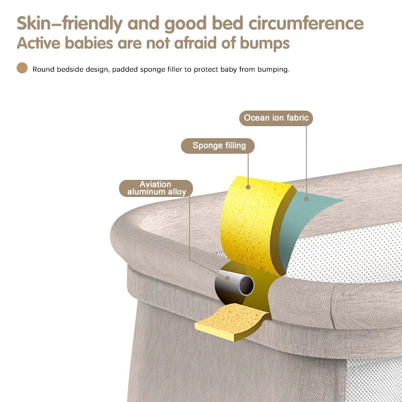 Baby Bed Baby Crib Cradle Newborn Baby cot Cradle Nest Baby Resting Travel Bed Game Bed with Mosquito Net Sleeping Rocking Bed