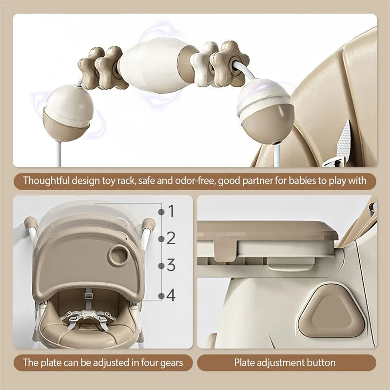 Upgrade Liggend Baby Eetstoel Multi-Functionele Opvouwbare Kindereetstoel 6 Maanden ~ 6 Jaar Oude Babyvoederstoel Met Wielen