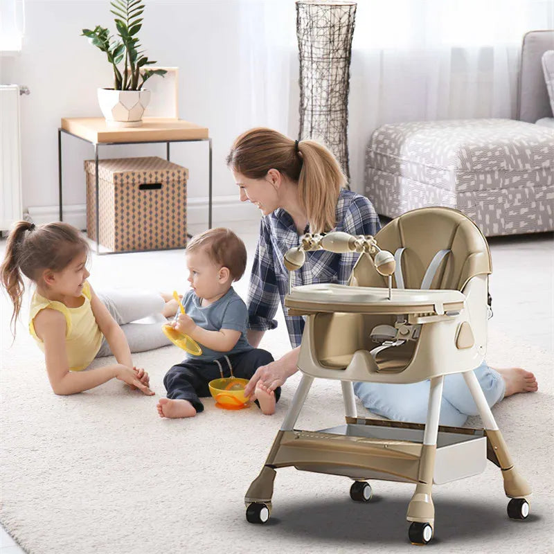 Upgrade Liggend Baby Eetstoel Multi-Functionele Opvouwbare Kindereetstoel 6 Maanden ~ 6 Jaar Oude Babyvoederstoel Met Wielen
