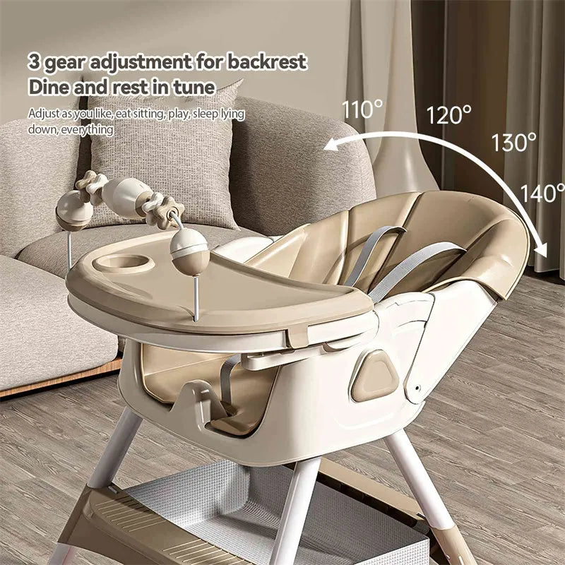 Upgrade Liggend Baby Eetstoel Multi-Functionele Opvouwbare Kindereetstoel 6 Maanden ~ 6 Jaar Oude Babyvoederstoel Met Wielen