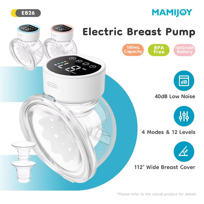 Tire-lait électrique portable MAMIJOY, 4 modes, 12 niveaux, tire-lait mains libres, silencieux et confortable, avec bride de 19/24 mm, EB26