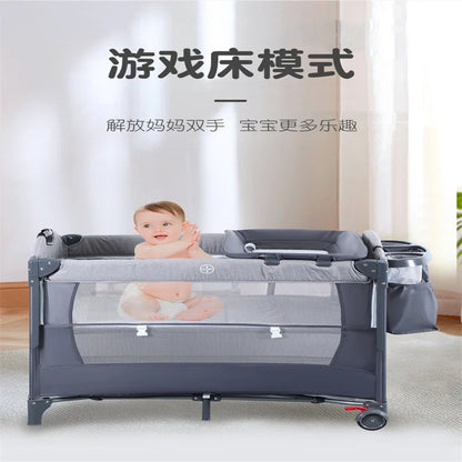 Modern cheaps Newborn cot portable infant bedside sleeper foldable playpen black gray baby bed crib bassinet for 0-3 years baby