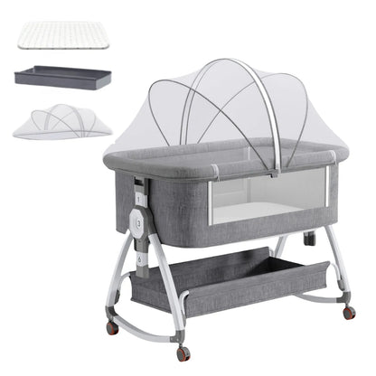 Foldable Baby Crib Baby Rocking Bed Movable Portable Fence Baby Cradle Bed Height Adjustable Splicing Large Bed Baby Crib Bed