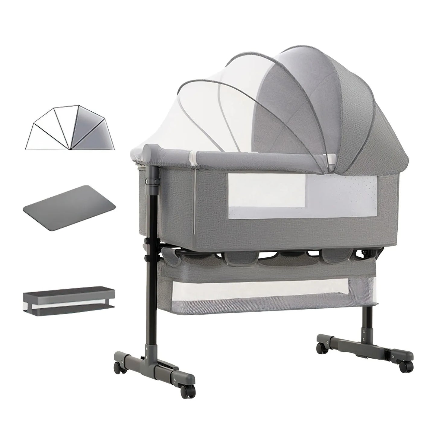 Modern cheaps Newborn cot portable infant bedside sleeper foldable playpen black gray baby bed crib bassinet for 0-3 years baby