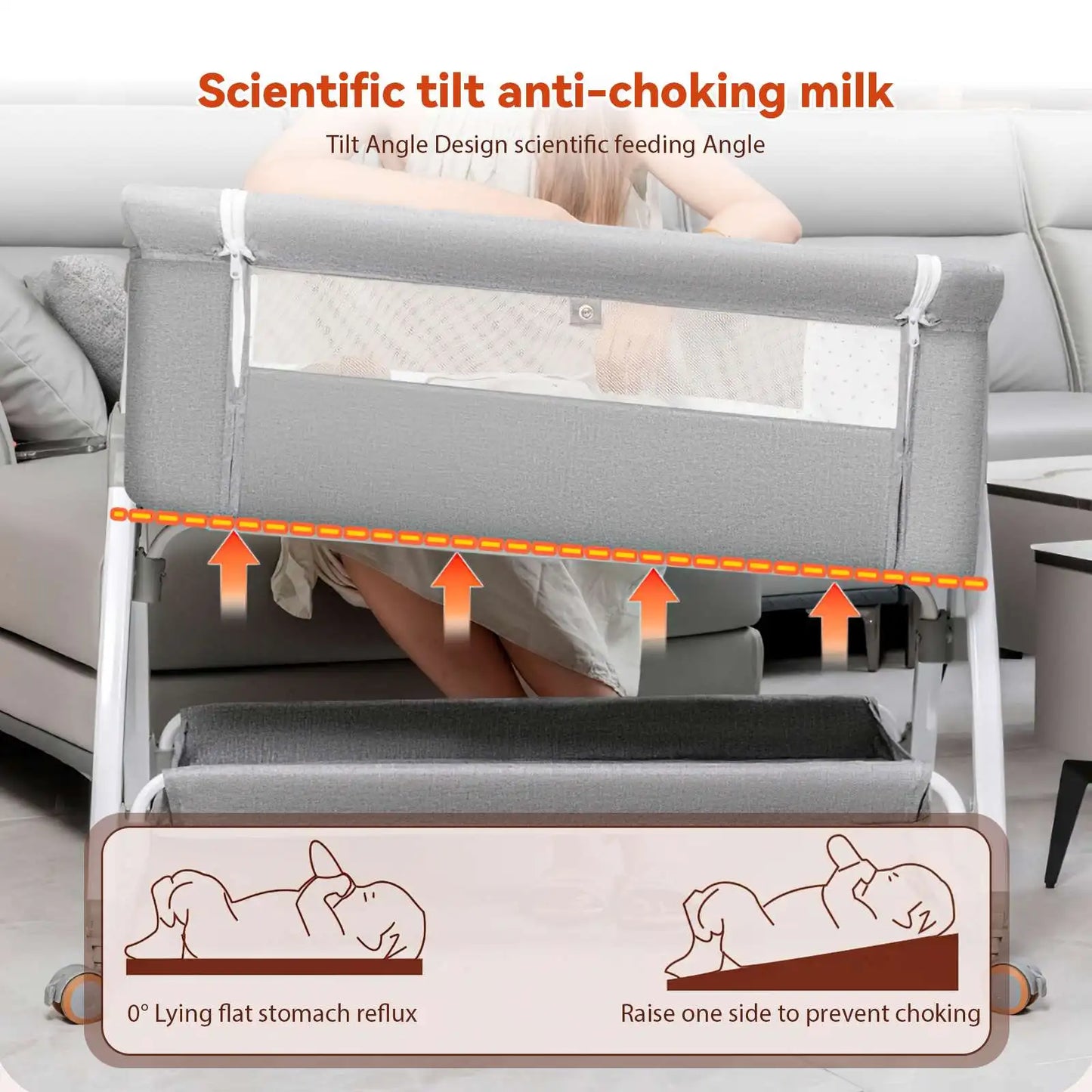 Foldable Baby Crib Baby Rocking Bed Movable Portable Fence Baby Cradle Bed Height Adjustable Splicing Large Bed Baby Crib Bed