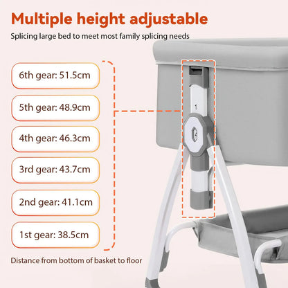 Foldable Baby Crib Baby Rocking Bed Movable Portable Fence Baby Cradle Bed Height Adjustable Splicing Large Bed Baby Crib Bed