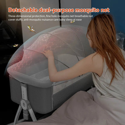 Foldable Baby Crib Baby Rocking Bed Movable Portable Fence Baby Cradle Bed Height Adjustable Splicing Large Bed Baby Crib Bed