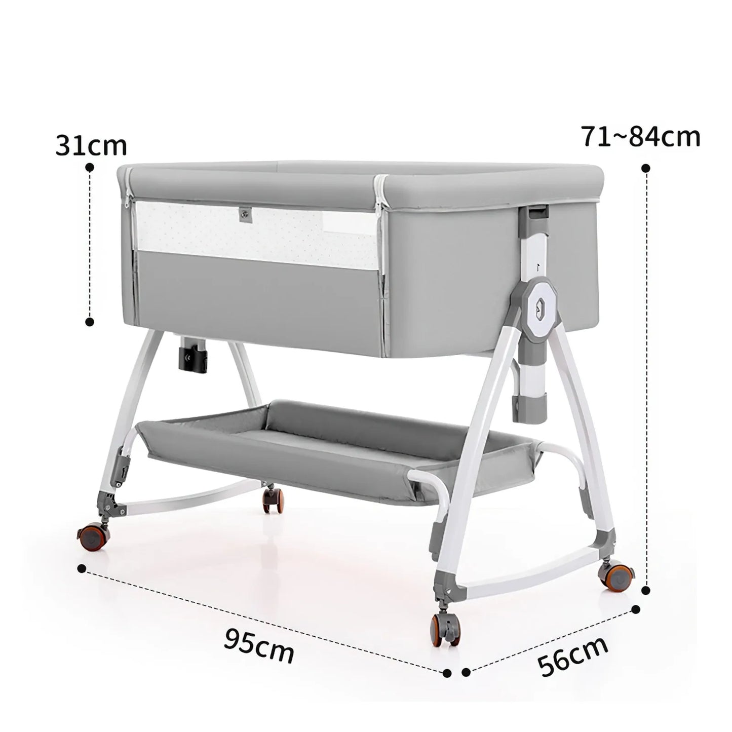 Foldable Baby Crib Baby Rocking Bed Movable Portable Fence Baby Cradle Bed Height Adjustable Splicing Large Bed Baby Crib Bed