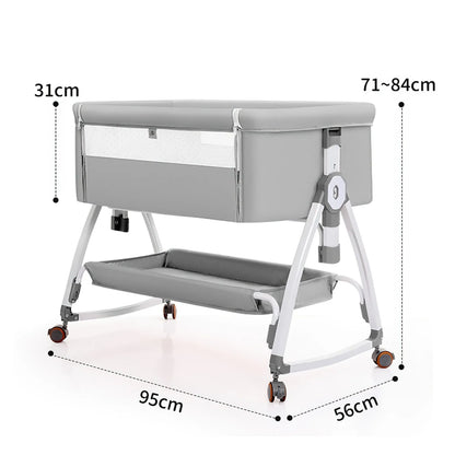 Foldable Baby Crib Baby Rocking Bed Movable Portable Fence Baby Cradle Bed Height Adjustable Splicing Large Bed Baby Crib Bed