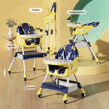 Upgrade Liggend Baby Eetstoel Multi-Functionele Opvouwbare Kindereetstoel 6 Maanden ~ 6 Jaar Oude Babyvoederstoel Met Wielen