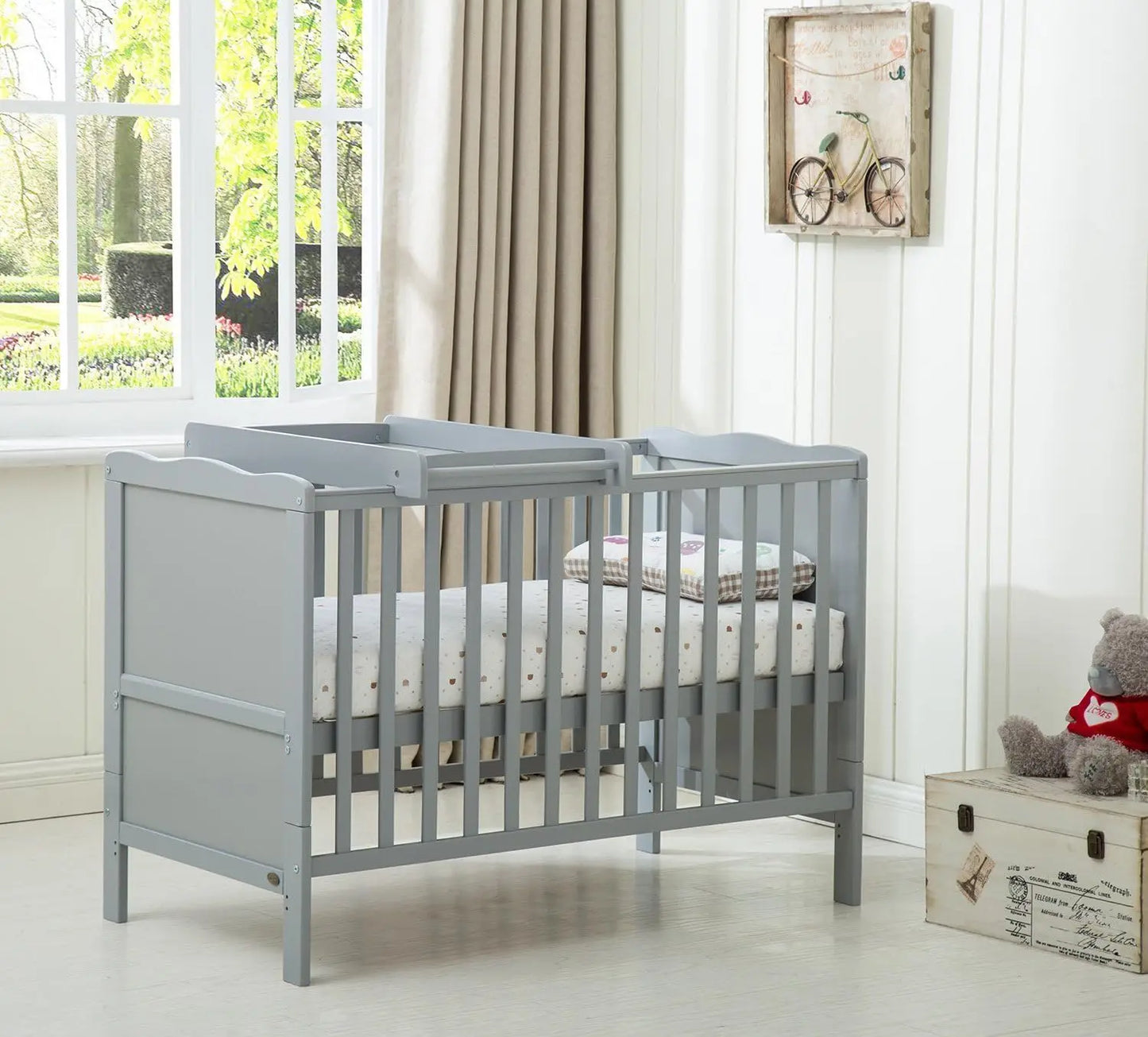 mcc direct Wooden Baby Cot Bed Orlando with Top Changer & Aloe Vera Water Repellent Mattress