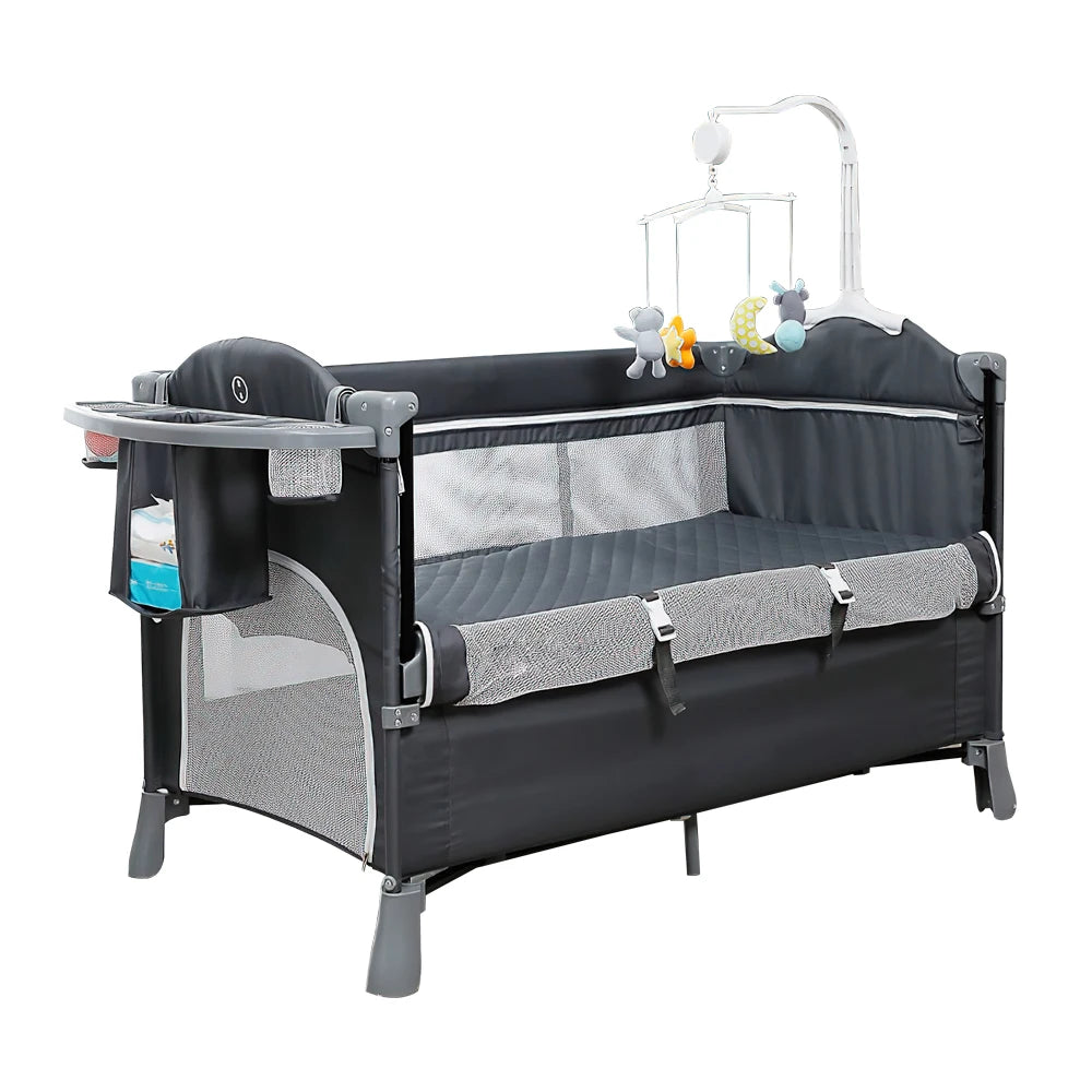 Modern cheaps Newborn cot portable infant bedside sleeper foldable playpen black gray baby bed crib bassinet for 0-3 years baby