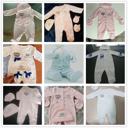 Ensemble de vêtements pour bébé fille et garçon, pyjama avec bonnets, gants, en coton respirant et doux, pyjama pour nouveau-né