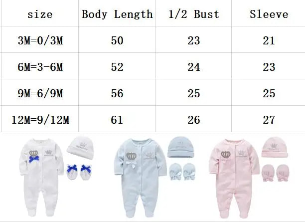 Ensemble de vêtements pour bébé fille et garçon, pyjama avec bonnets, gants, en coton respirant et doux, pyjama pour nouveau-né