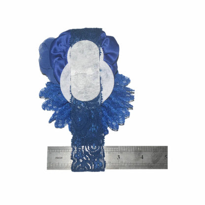 Baby Birthday Headband Photo Props Headwear Chiffon Flower with Diamond Lace Wide Headband for Baby Girls Headwrap Infant Turban