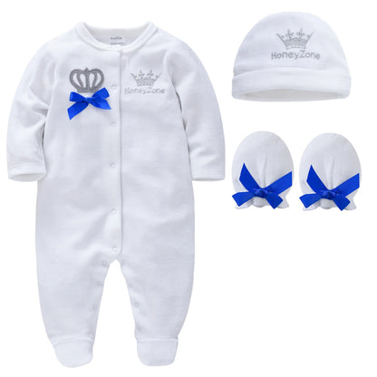 Ensemble de vêtements pour bébé fille et garçon, pyjama avec bonnets, gants, en coton respirant et doux, pyjama pour nouveau-né