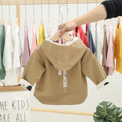 Veste bébé bébé fille coupe-vent printemps et automne nouvelle veste à capuche double face à pois pour enfants veste bébé garçon