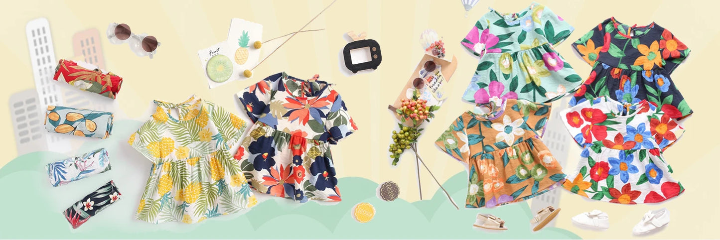 Robe d'été à manches courtes en coton pour petites filles, tenue de vacances, Sanlutoz Notely
