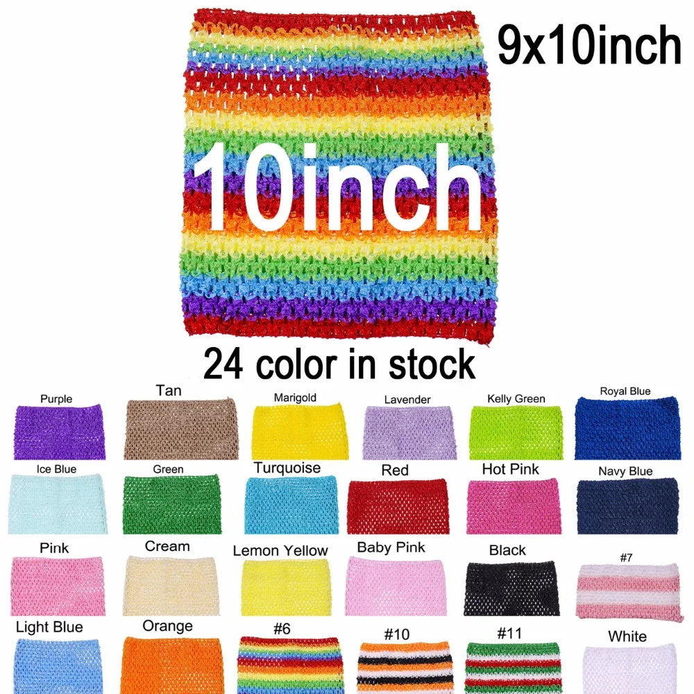 Tutu tube au crochet pour bébé fille, 23 x 25 cm, jupon au crochet, bandeaux au crochet, 10 pièces par lot, couleur au choix