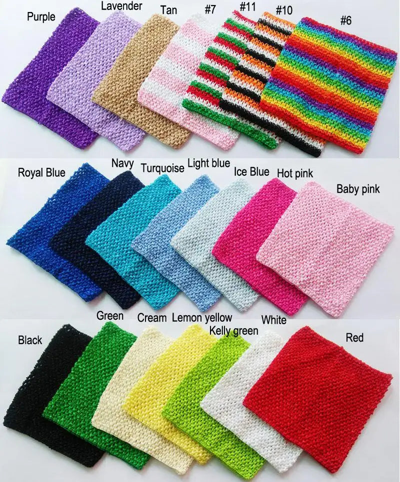 Tutu tube au crochet pour bébé fille, 23 x 25 cm, jupon au crochet, bandeaux au crochet, 10 pièces par lot, couleur au choix