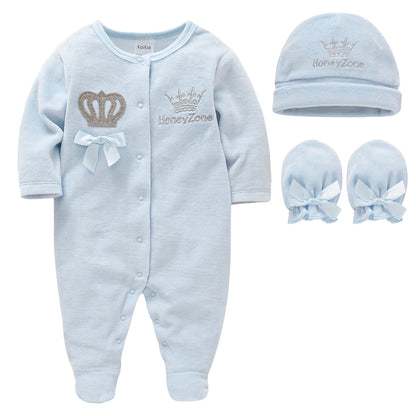 Ensemble de vêtements pour bébé fille et garçon, pyjama avec bonnets, gants, en coton respirant et doux, pyjama pour nouveau-né