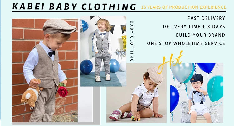 Ensemble de vêtements pour nouveau-né garçon, couleur unie, avec nœud, costume formel pour tout-petits, barboteuse bleu ciel d'été + short blanc, vêtements pour bébé