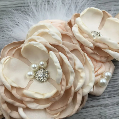 Baby Birthday Headband Photo Props Headwear Chiffon Flower with Diamond Lace Wide Headband for Baby Girls Headwrap Infant Turban