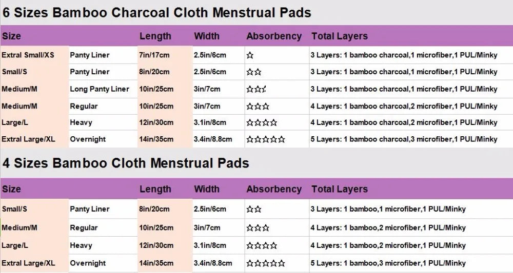 [Sigzagor] 1 protège-slip extra petit XS 7 pouces réutilisable lavable en charbon de bambou serviette hygiénique menstruelle en tissu Mama, 28 modèles