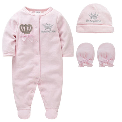 Ensemble de vêtements pour bébé fille et garçon, pyjama avec bonnets, gants, en coton respirant et doux, pyjama pour nouveau-né