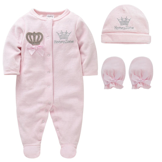 Ensemble de vêtements pour bébé fille et garçon, pyjama avec bonnets, gants, en coton respirant et doux, pyjama pour nouveau-né