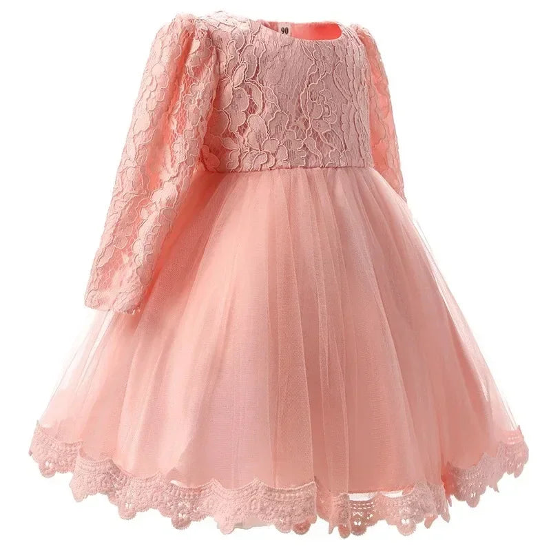 Robes de princesse à manches longues pour nouveau-né, tenue de fête, de mariage, de baptême, de fête ...