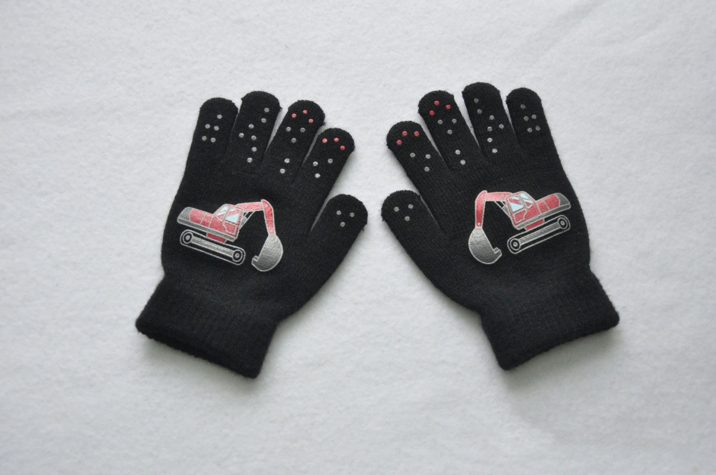 5-11Y Children Cartoon Vehicle Plush Warm Gloves For Boys Girls Student Winter Knitted Mittens Outdoor Cycling Skiing Gloves New