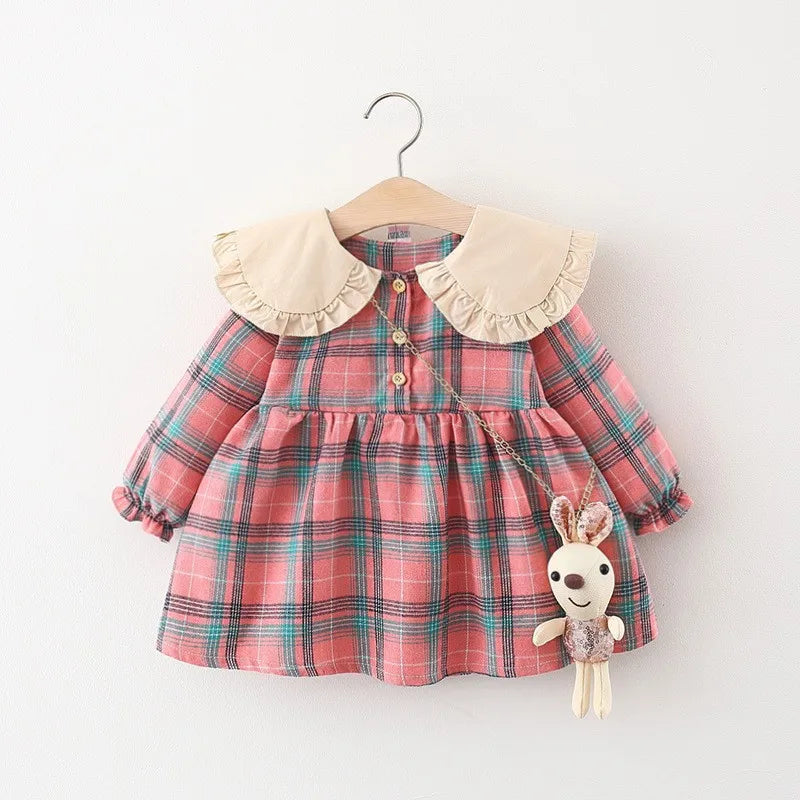 Printemps automne nouveau-né bébé fille vêtements robe à carreaux à manches longues pour bébé filles vêtements 1er bébé anniversaire robes de princesse robe