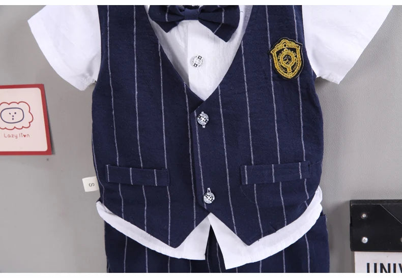 Ensembles de vêtements pour bébés IENENS pour garçons, robe formelle, chemise d'été + short, tenues à manches courtes pour enfants, vêtements de fête d'anniversaire pour tout-petits