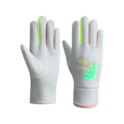 Winter Children's Gloves Cartoon Dinosaur Fluorescence Cycling Kids Warm Sports Skiing Windproof Waterproof Boys Girls Gloves