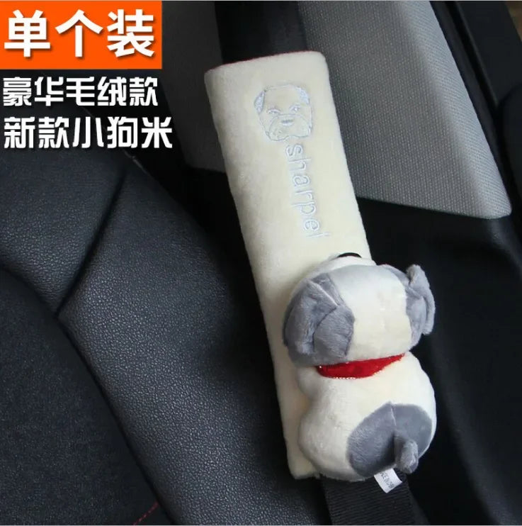 Cartoon Car Seat Belt Cover Universal Auto Seat Belt Shoulder Pad Cushion Protector Safety Protection Warm Flannel Interior Seat