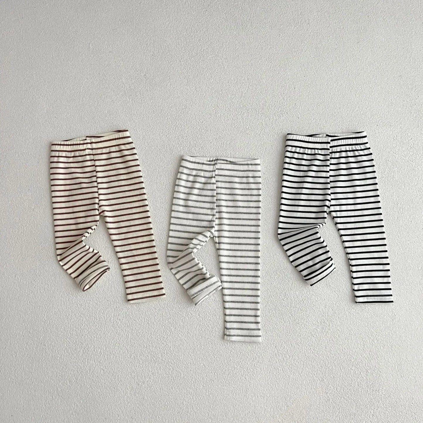 Leggings simples et solides pour bébé, pantalons skinny à rayures pour filles, pantalons slim en coton élastique pour nouveau-né, pantalons extensibles pour garçons