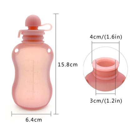 Sac de conservation du lait maternel réutilisable en silicone, anti-fuite, sucable, sans BPA, pour l'alimentation de bébé, le stockage des aliments et l'allaitement.