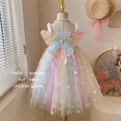 Débardeur d'été pour filles, nouvelle collection de rêve pour enfants, elfe, papillon, arc-en-ciel, robe de princesse