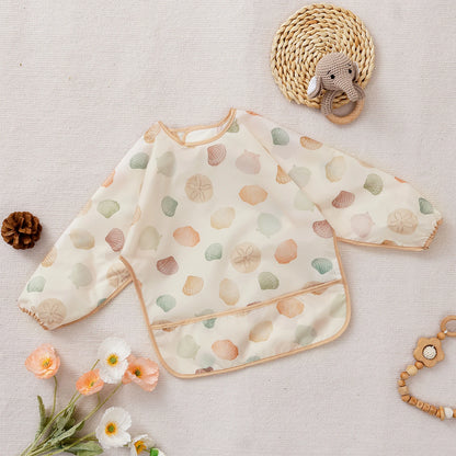 Kangobaby #My Soft Life#Waterproof Baby Long Sleeve Feeding Bib Fashion Full Body Cover