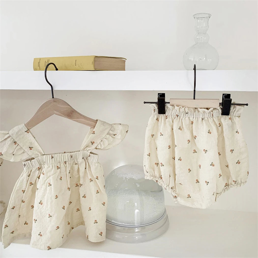 Été coréen bambin filles bloomers floraux coton lin shorts nouveau-né bébé garçons filles pantalons courts PP pantalons couvre-couches
