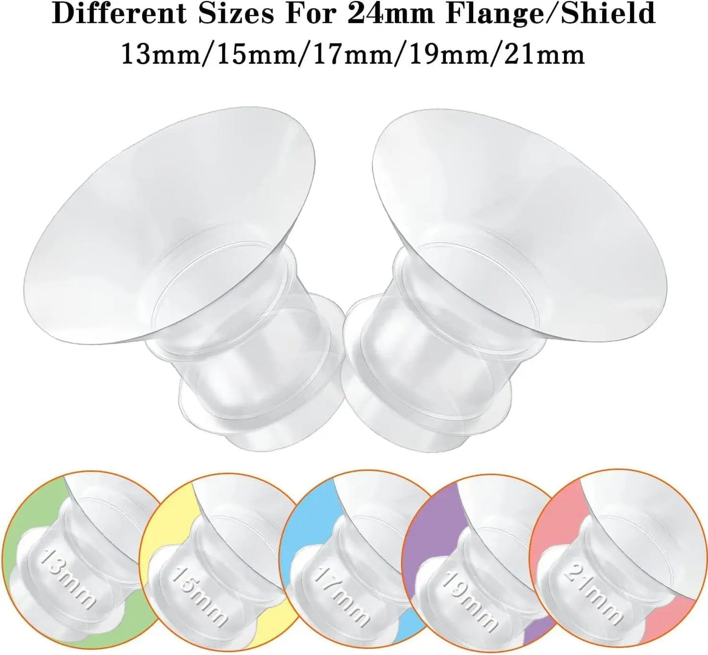 Insert de bride 13/15/17/19/21 mm compatible avec tire-lait Medela/Spectra/XIMYRA/YOUHA/TSRETE/Momcozy S12/S12Pro bride 24 mm