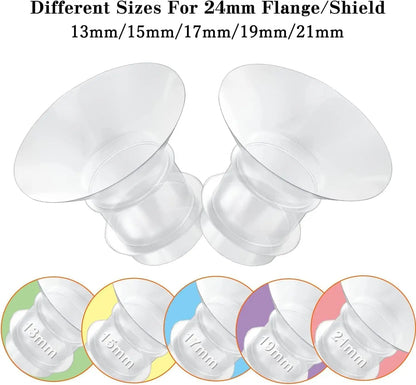 Insert de bride 13/15/17/19/21 mm compatible avec tire-lait Medela/Spectra/XIMYRA/YOUHA/TSRETE/Momcozy S12/S12Pro bride 24 mm