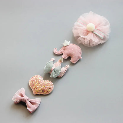 5Pcs/Set Baby Hair Clips Cute Girl Bows Crown Hair Clips Kids Child Baby Hairpins Barrettes Haarspeldjes Baby Hair Accessories