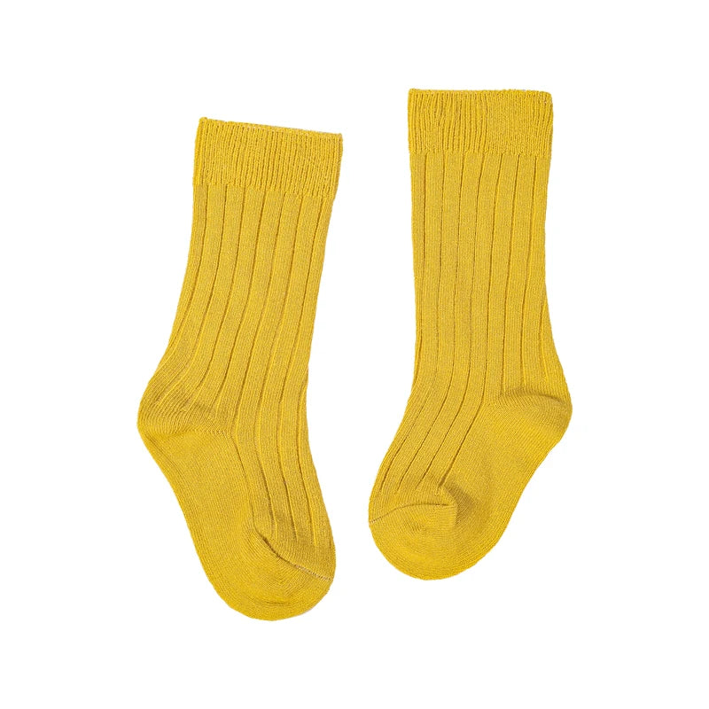 Chaussettes tendance en coton pour nouveau-né, couleur bonbon unie, longues, pour enfants, filles et garçons